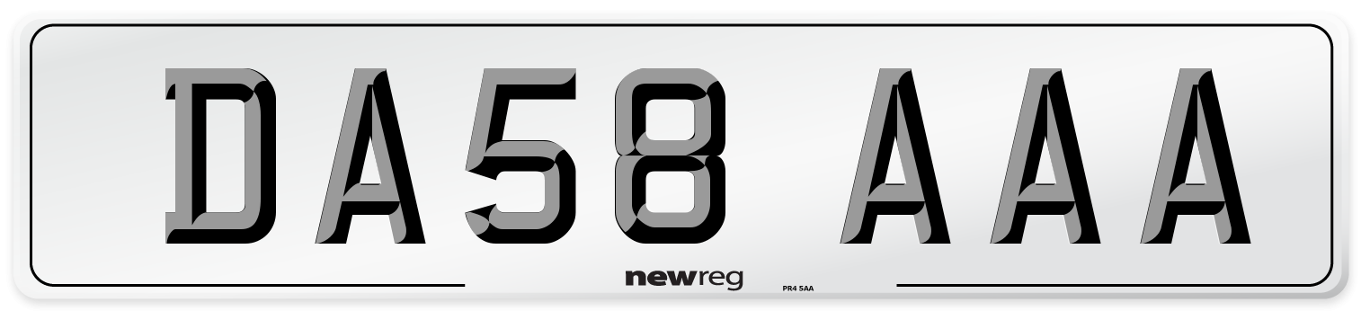 DA58 AAA Number Plate from New Reg
